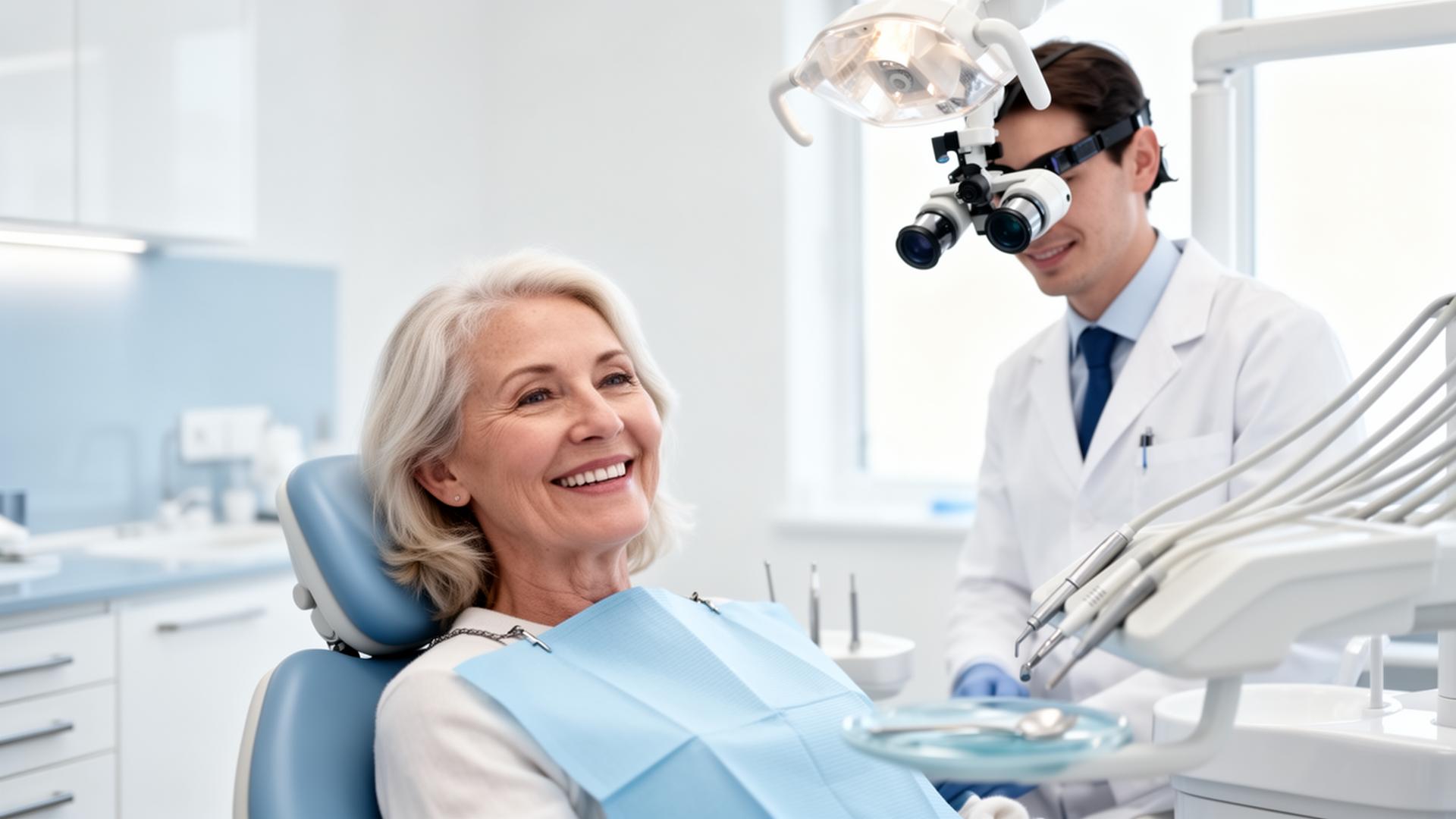 Smiling dental patient with European-trained dentist in a modern Tbilisi clinic