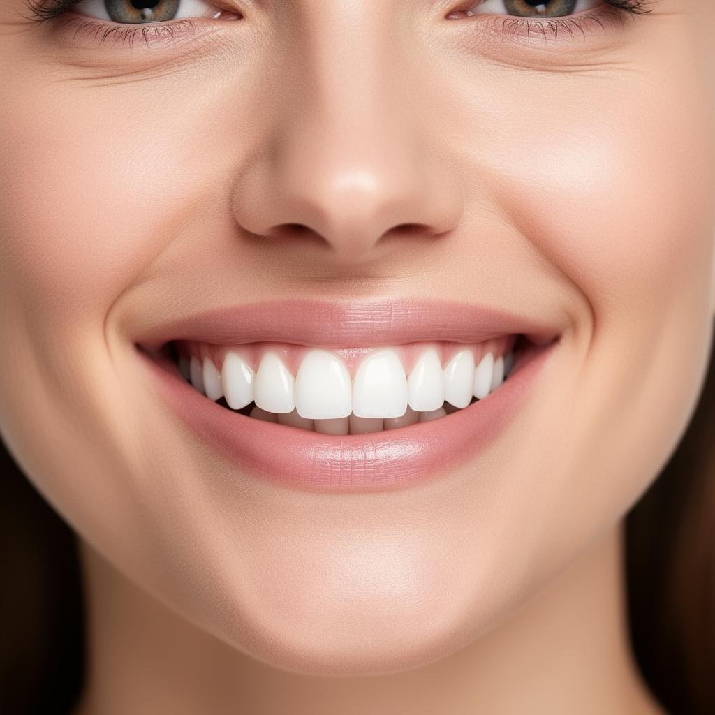 Close-up of a perfect smile after dental veneers